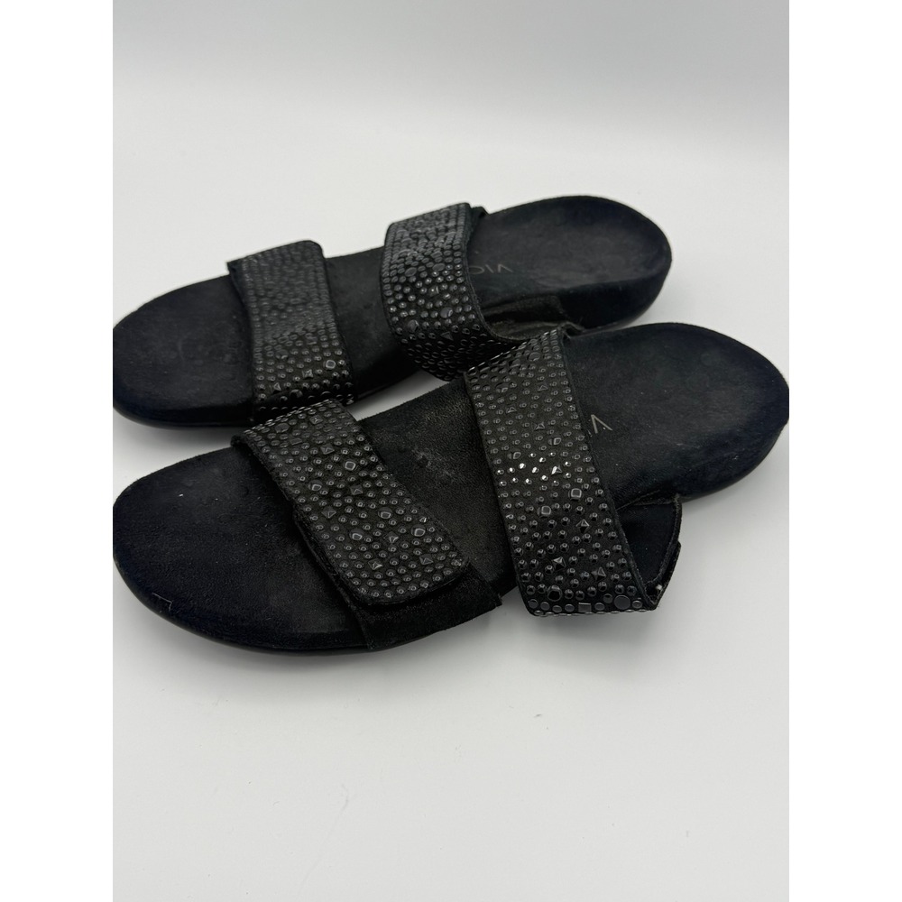 Vionic Samoa Black Studded Slide Sandals Orthotic Adjustable Straps Womens 7/7.5 - Picture 2 of 6